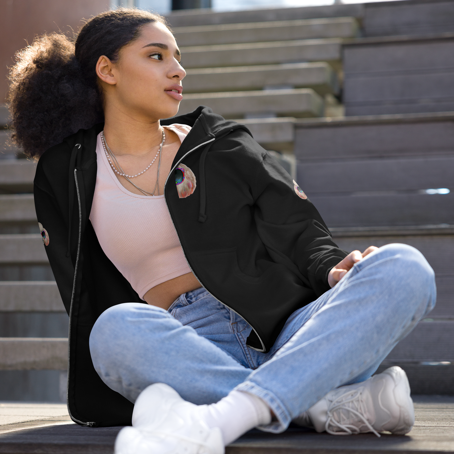 Unisex fleece zip up hoodie