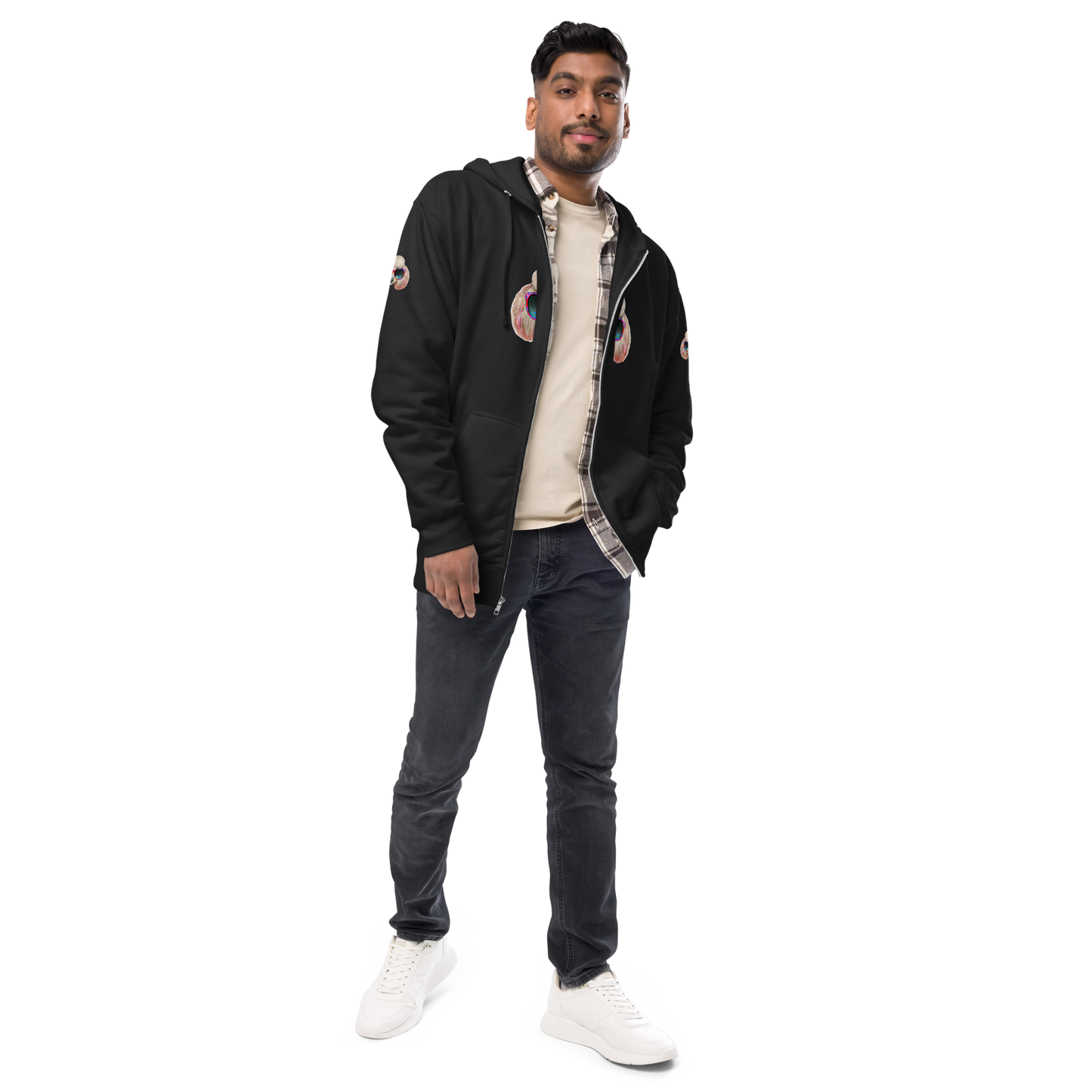 Unisex fleece zip up hoodie