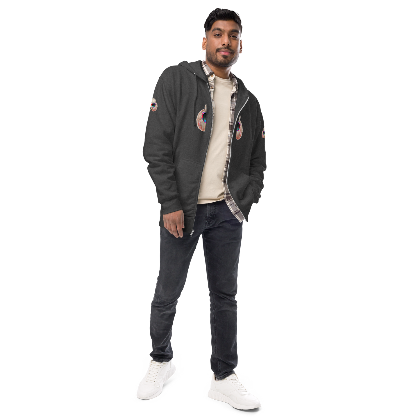 Unisex fleece zip up hoodie