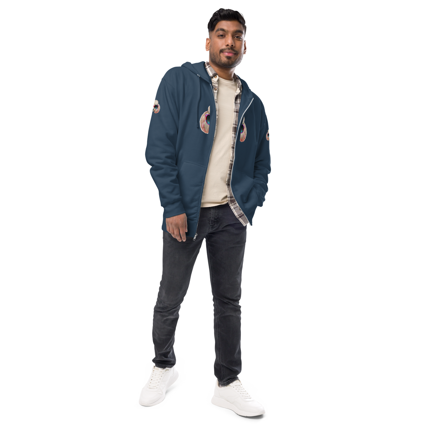 Unisex fleece zip up hoodie